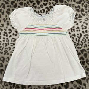 Okie Dokie Smocked Ruffle Short Sleeve Top in White Size 4T Girls